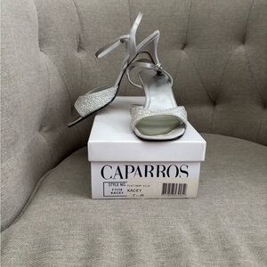 Like new! Womens Caparros platinum silver heels- size 7.5 and silver purse